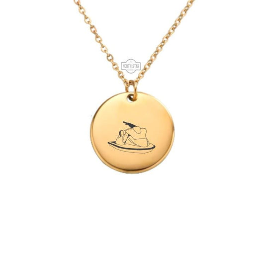 Personal Watercraft Necklace - Jet Ski Boat Gold or Silver Minimalist Dainty Engraved Custom Pendant Charm Jewelry - Personalized Gift