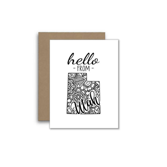 Hello from Utah Card – Boho Mandala State Outline Design