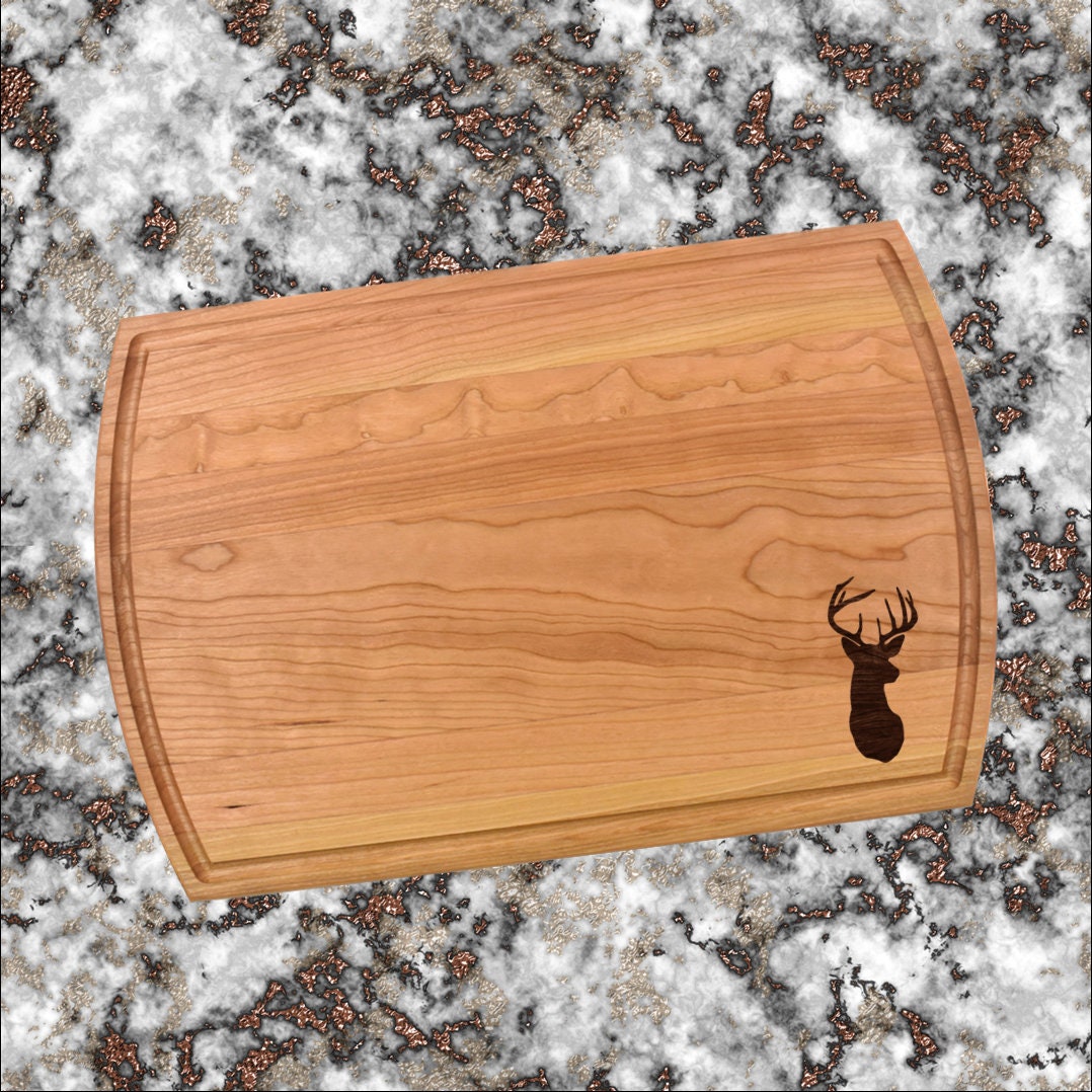 Buck Whitetail Cutting Board - Engraved Deer Charcuterie Board – Buck Design Wood Cutting Board – Hunting Cabin Decor – Gift for Hunters
