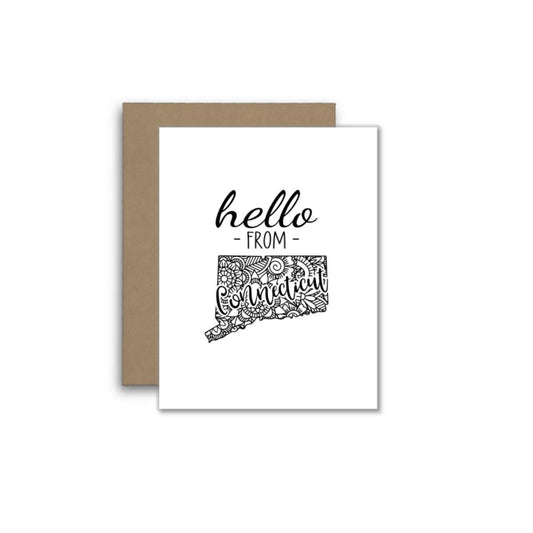 Hello from Connecticut – Boho Mandala State Outline Card