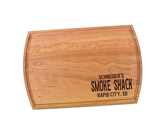 Personalized Smoke Shack Cutting Board | Last Name BBQ Charcuterie Board | Custom Serving Tray | Personalized Grilling Gift