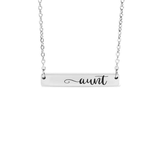 Aunt Bar Necklace or Keychain – Engraved Gift from Niece or Nephew – Simple Jewelry for Auntie – Family Keepsake Charm
