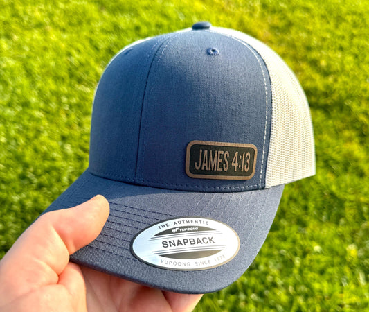 James 4:13 Hat Snapback Trucker – Engraved Patch Christian Cap, Faith Gift, “You Do Not Know Tomorrow” Bible Verse Reminder