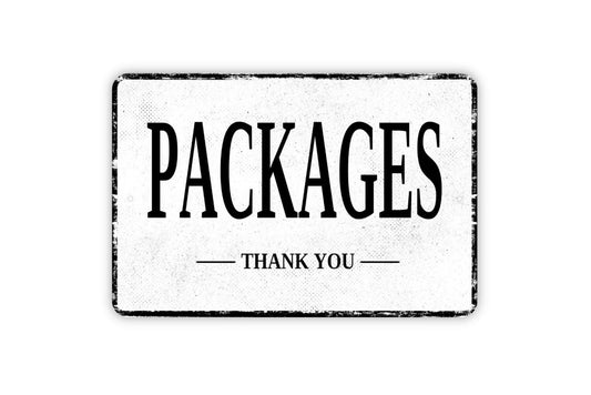 Packages Thank You Sign - Delivery Drivers Deliveries Here Mail Metal Wall Art - Vinyl Sticker Decal Novelty Gift
