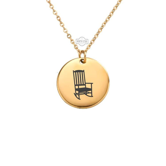 Rocking Chair Necklace - Gold or Silver Minimalist Dainty Engraved Custom Pendant Charm Jewelry - Personalized Gift For Her