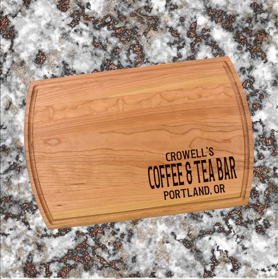 Personalized Coffee Tea Bar Cutting Board | Welcome To Our Coffee House Charcuterie Board | Custom Serving Tray | Personalized Tea Gift