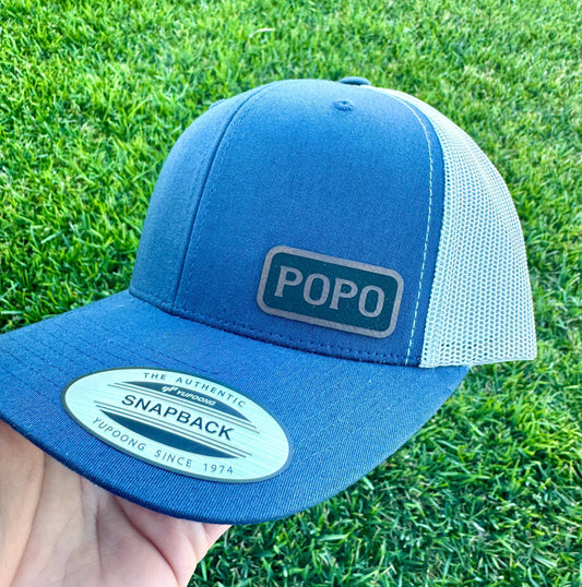 Popo  Trucker Hat – Snapback Cap for Grandpa, Engraved Hat Gift for Popo, Rustic Grandfather Hat, Outdoor Style