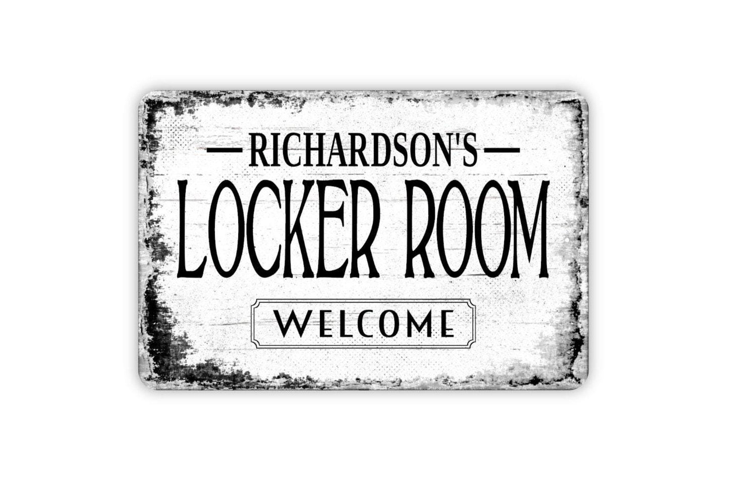 Locker Room Sign - Personalized Lockers Sports Athlete Gym Workout Room Metal Wall Art - Custom Name Sign