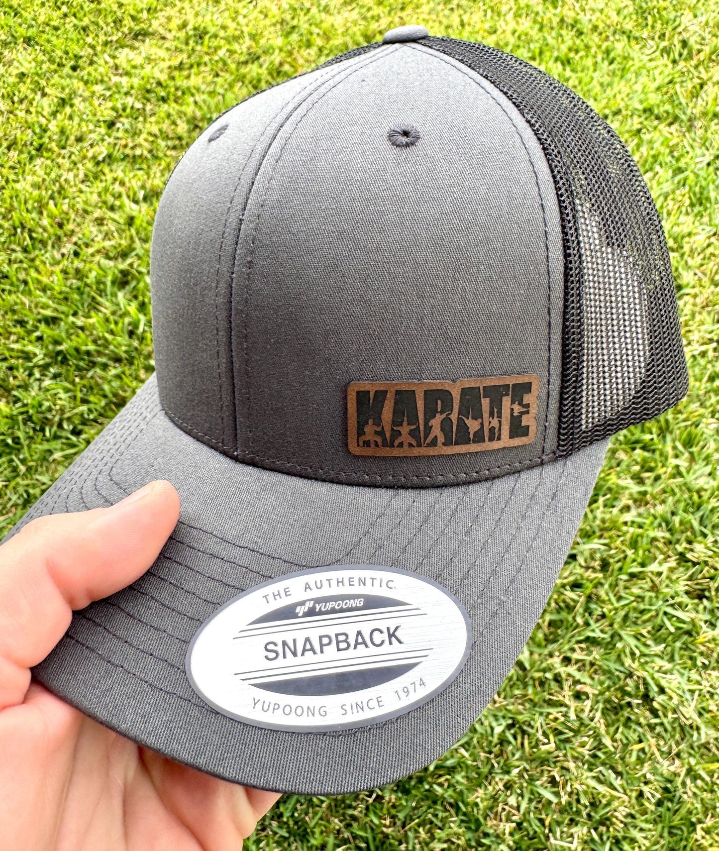 Karate Hat Snapback Trucker – Engraved Patch Martial Arts Cap, Gift for Karate Kids, Instructors, Dojo Style Training Hat