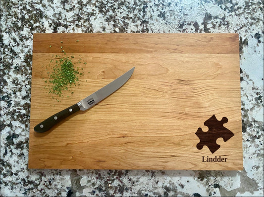 Puzzle Piece Cutting Board | Puzzle Charcuterie Board | Custom Serving Tray | Personalized Autism Awareness Gift