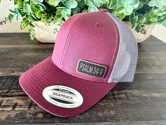 Psalm 34:4 Bible Verse Hat, Christian You Choose Text, Custom Personalized Hat, Snapback Trucker Hat, Patch Hat For Men, Baseball Cap