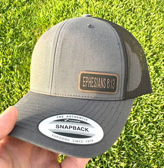 Ephesians 6:13 Bible Verse Hat – Snapback Cap with Bible Verse Engraving, Armor of God Hat, Christian Gift, Faith Mesh Cap, Patch Trucker