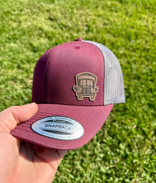 School Bus Hat – Snapback Trucker Hat with Patch – Bus Driver Gift – Yellow School Bus Cap – Transportation Hat – Gift for Him or Her