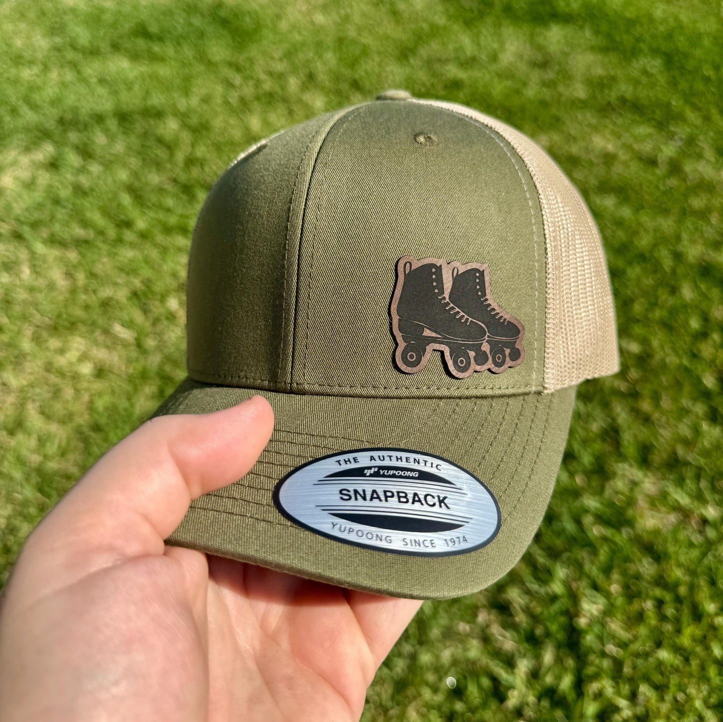 Roller Skates Hat – Snapback Trucker Hat with Patch – Retro Skater Cap – Roller Derby Gift – Vintage Skating Hat – Gift for Him or Her