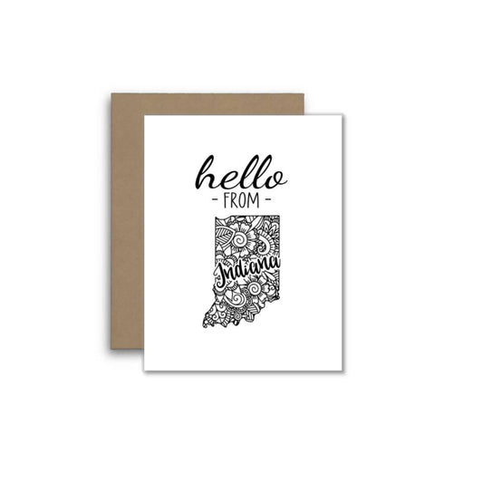 Hello from Indiana – Boho Mandala State Greeting Card