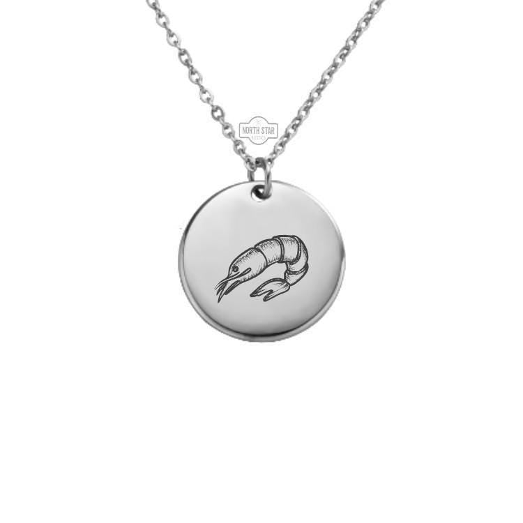 Shrimp Necklace – Gold or Silver Seafood Charm – Personalized Funny Gift for Foodie or Beach Lover – Keychain Available