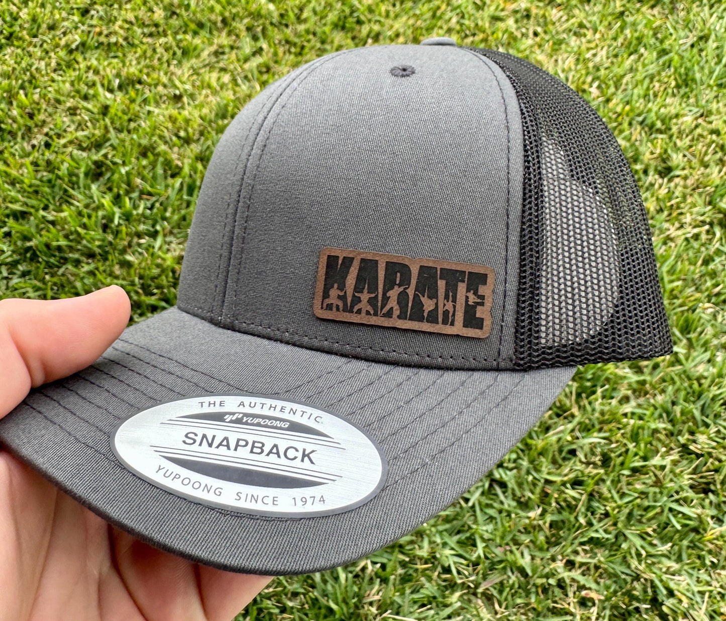 Karate Hat Snapback Trucker – Engraved Patch Martial Arts Cap, Gift for Karate Kids, Instructors, Dojo Style Training Hat