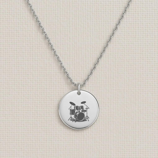 Drums Necklace – Personalized Drum Set Pendant Necklace for Drummers, Musicians, or Music Lovers – Rock Band Jewelry Gift for Him or Her