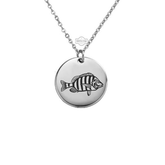 Sheepshead Fish Necklace or Keychain – Personalized Saltwater Fishing Gift in Gold or Silver, Coastal Angler Charm for Her or Him