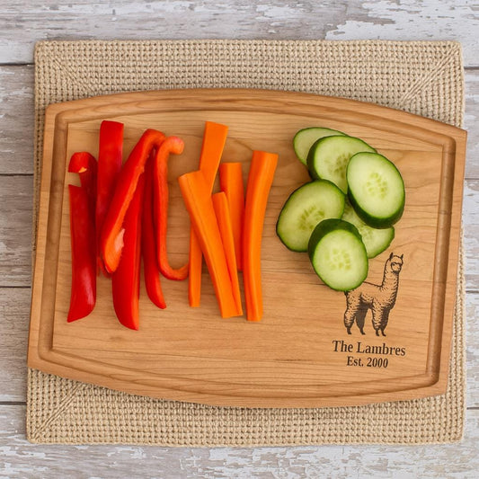 Alpaca Cutting Board | Farm Animal Llama Charcuterie Custom Serving Tray | Personalized House Closing Housewarming Present