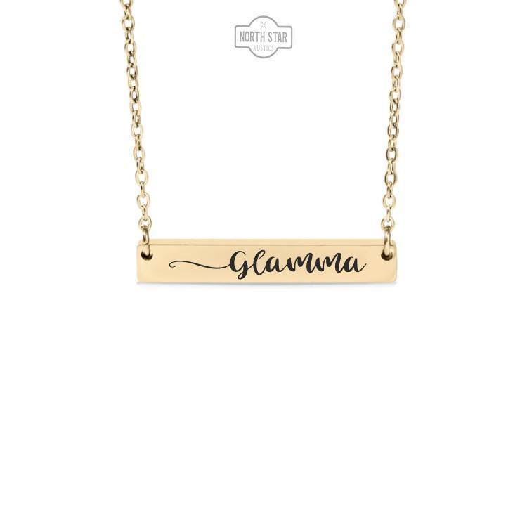 Glamma Bar Necklace or Keychain – Gift for Glamorous Grandma – Engraved Jewelry from Grandkids – Fun and Stylish Keepsake