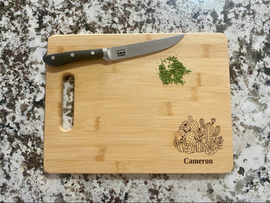 Cactus Cutting Board | Succulent Charcuterie Board | Custom Serving Tray | Personalized Gardener Gift | Wedding Anniversary Gift