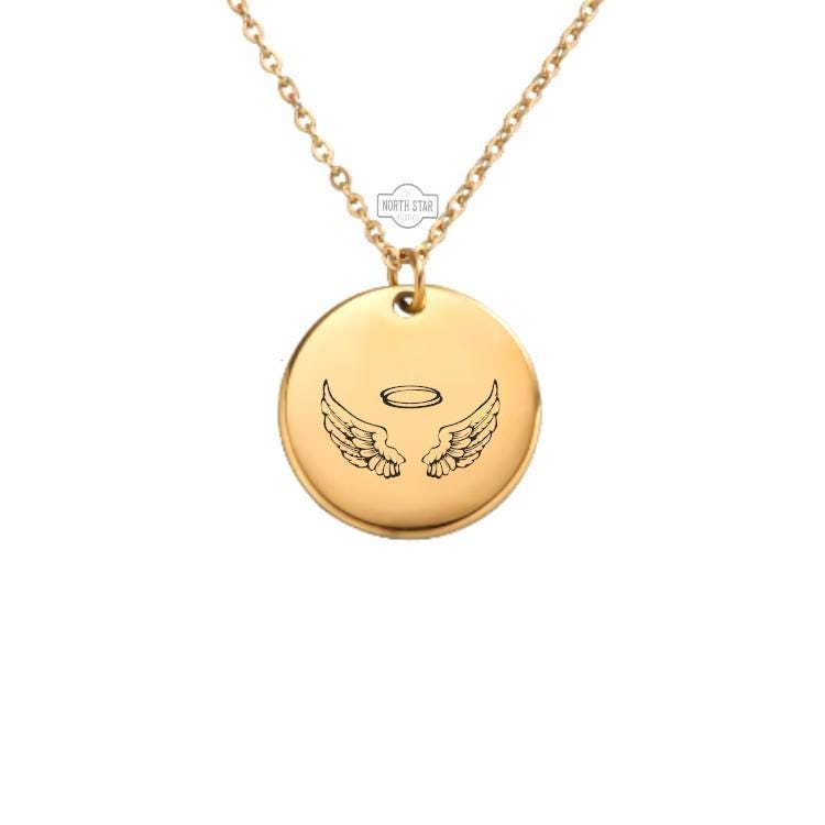 Angel Wings Necklace – Gold or Silver Memorial Pendant – Personalized Sympathy Gift – Guardian Angel Jewelry – Keychain Available
