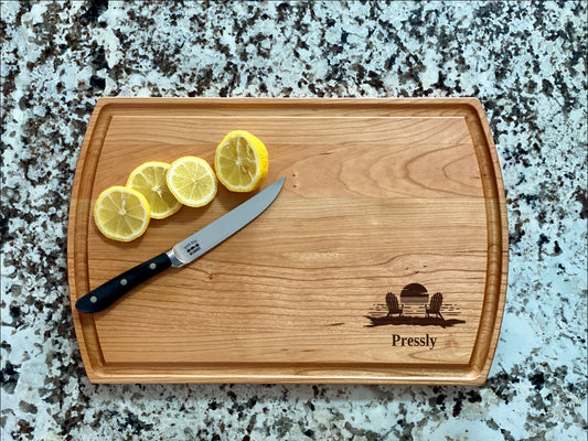 Sunset Lake River Beach Cutting Board | Water Scene Charcuterie Board | Custom Serving Tray | Personalized Housewarming Gift | Cabin Gift