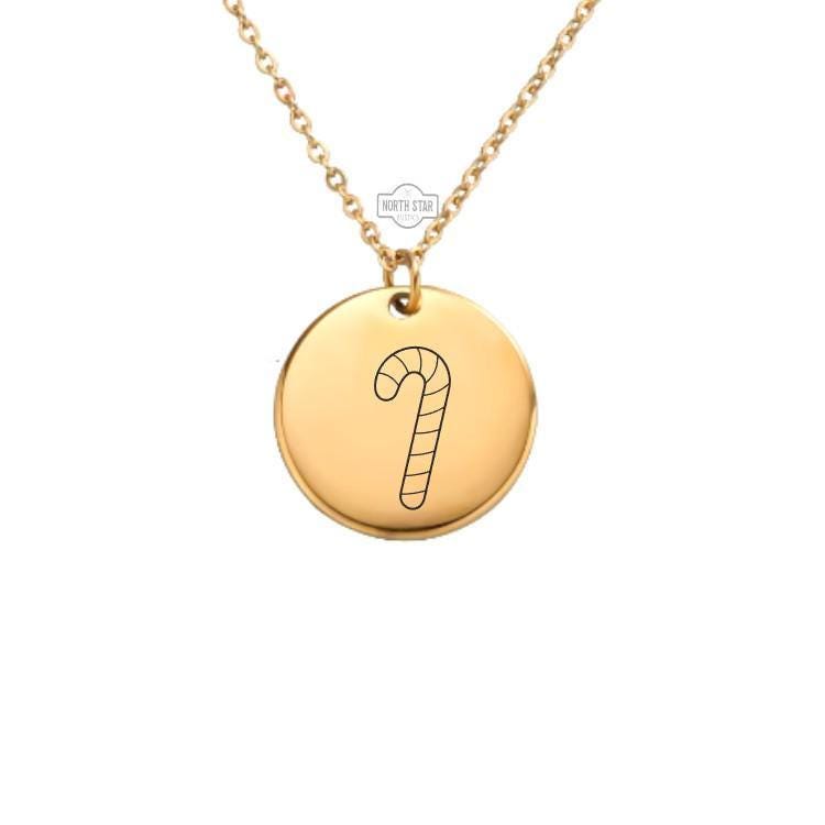 Candy Cane Necklace or Keychain – Personalized Christmas Gift in Gold or Silver, Holiday Peppermint Charm for Her or Him