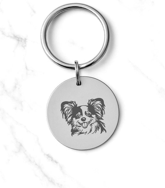 Papillon Dog Keychain – Personalized Dog Lover Gift – Silver Pet Charm Key Ring – Matching Necklace Available – Dog Mom Keepsake