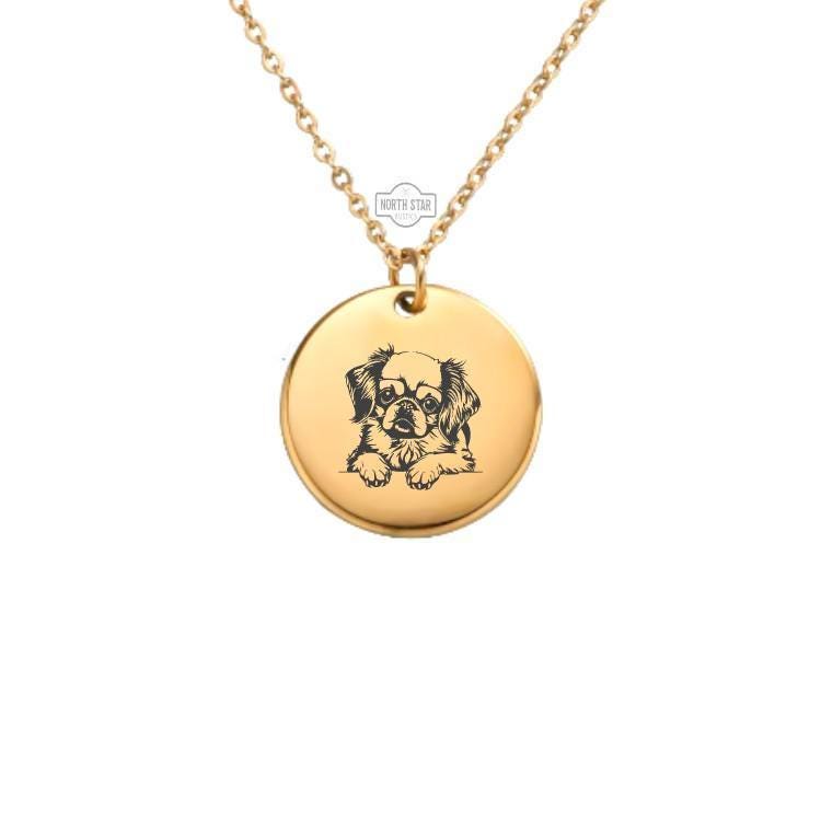 Pekingese Necklace or Keychain – Dog Lover Gift for Her or Him, Personalized Pet Memorial Jewelry in Gold or Silver