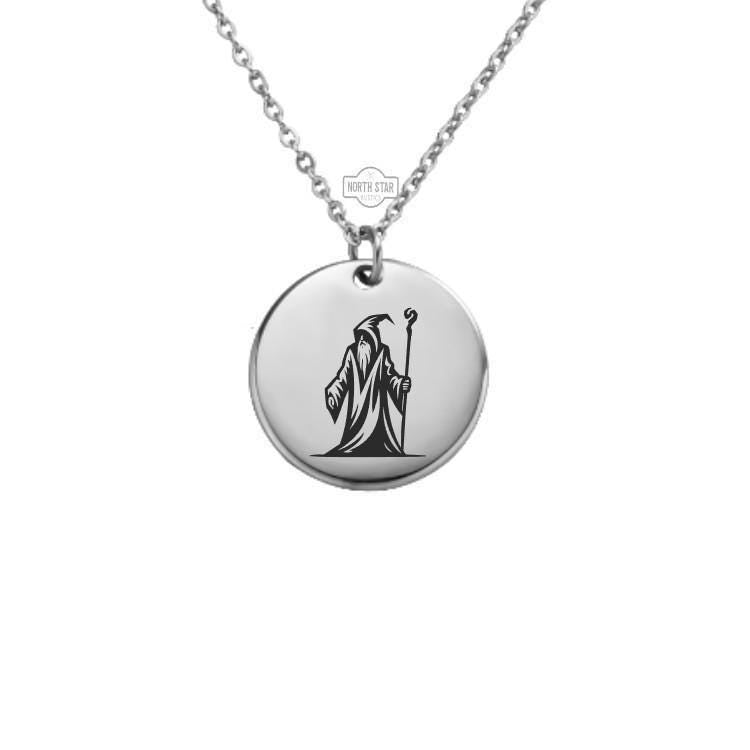 Wizard Necklace – Gold or Silver Fantasy Charm – Personalized Magic Lover Gift – Spellcaster Jewelry – Keychain Available