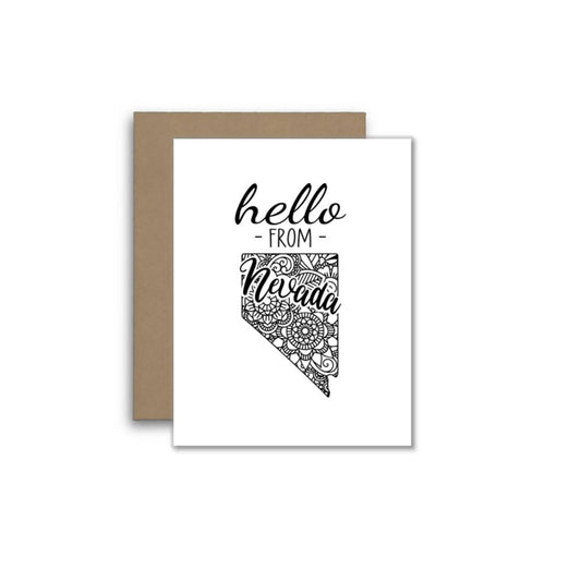 Hello from Nevada Card – Boho Mandala State Outline