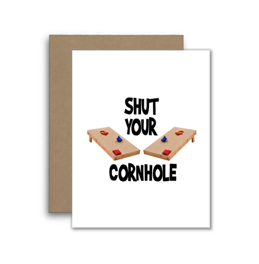 Shut Your Cornhold Card – Funny Cornhole Game Pun – Backyard
