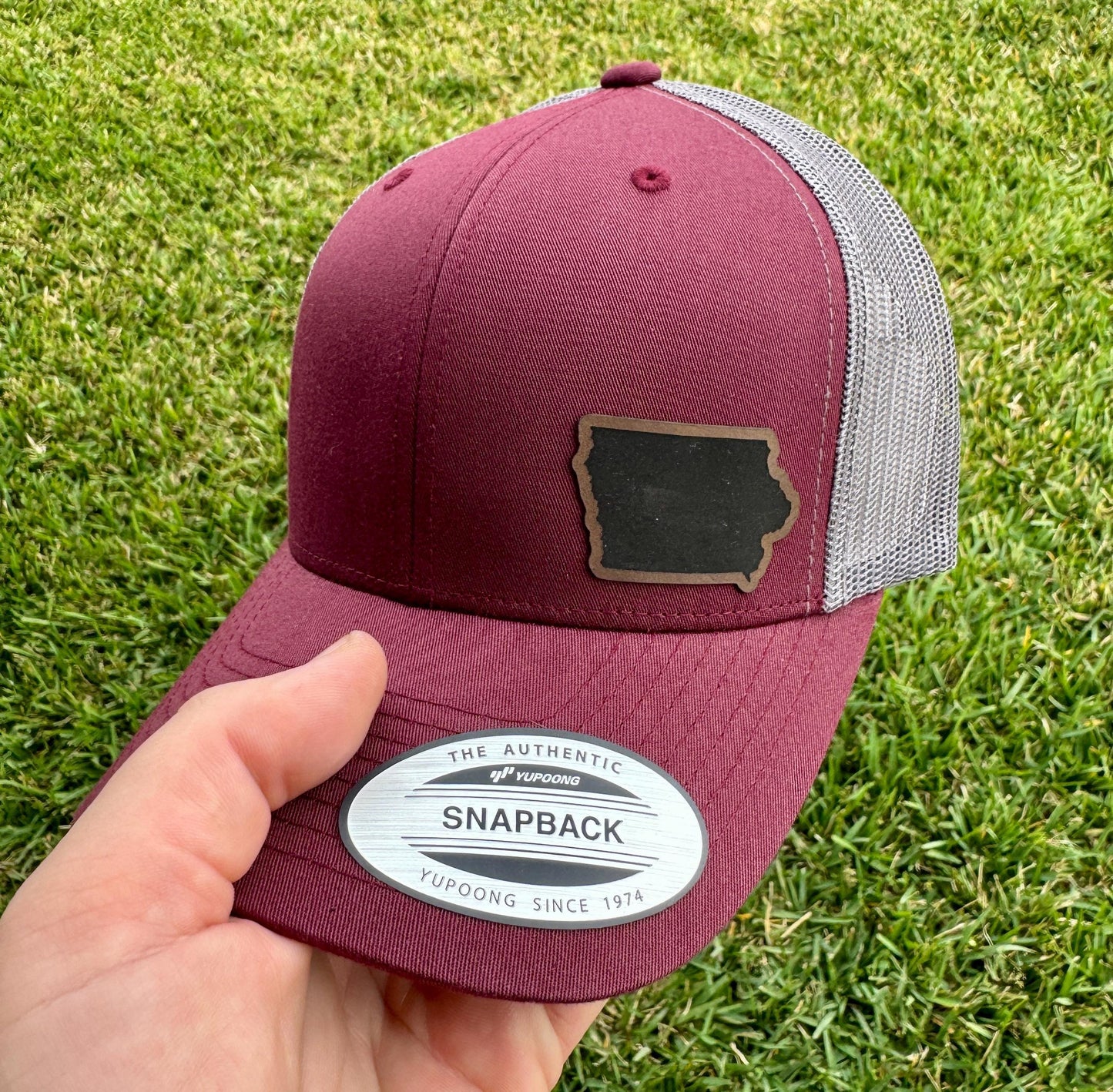 Iowa State Outline Hat Snapback Trucker – Engraved Patch Cap for Iowans, Midwest Pride, Rural America Gift, Farm Life Style