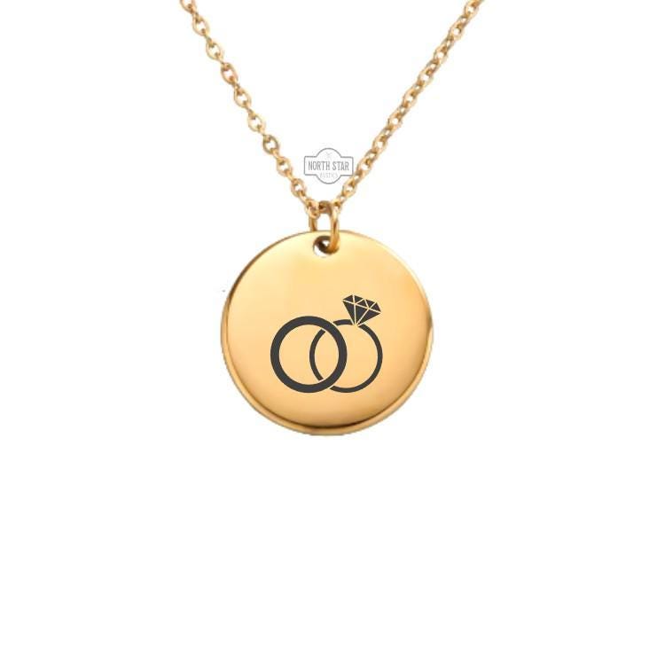 Wedding Rings Necklace or Keychain – Personalized Gold or Silver Charm for Couples, Engagement, or Anniversary, Romantic Gift Idea