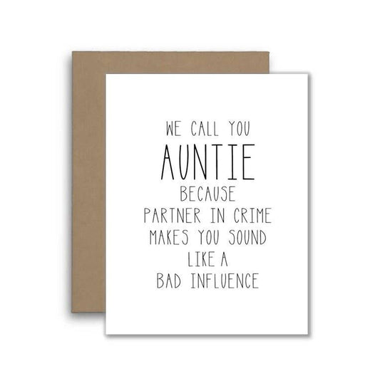 Auntie Partner in Crime Funny Greeting Card