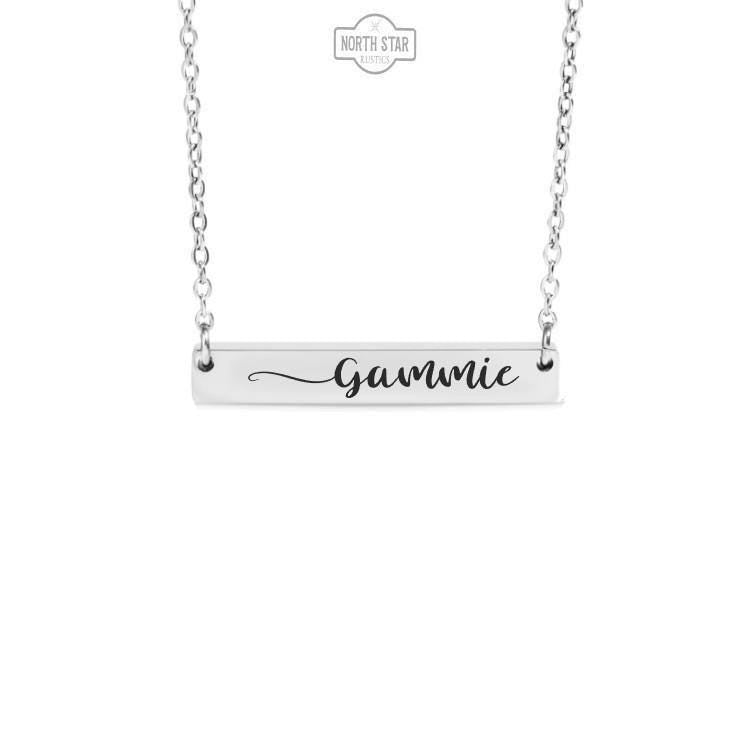 Gammie Bar Necklace or Keychain – Gift from Grandkids – Engraved Jewelry for Grandma – Sweet and Simple Family Keepsake
