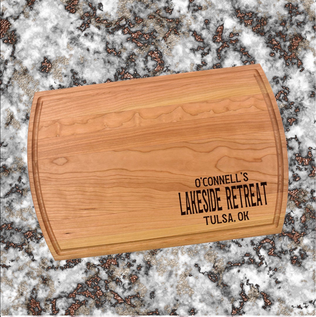 Personalized Lakeside Retreat Cutting Board | Lakeside Retreat Charcuterie Board | Custom Serving Tray | Personalized Housewarming Gift