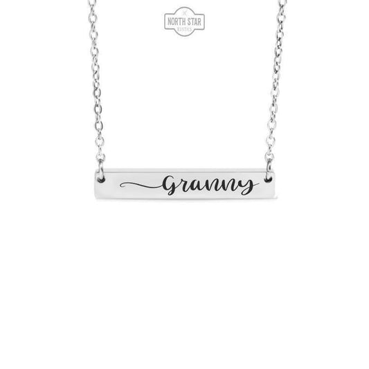 Granny Bar Necklace or Keychain – Gift from Grandkids – Engraved Jewelry for Grandma – Sweet and Simple Family Keepsake