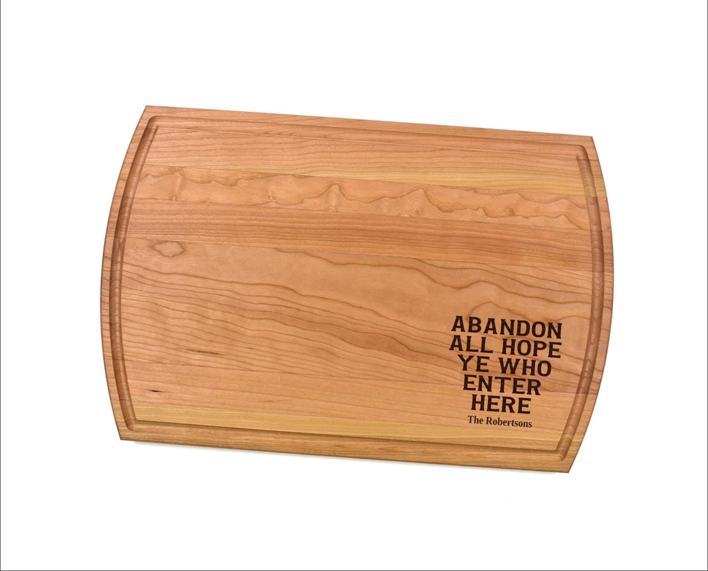 Abandon All Hope Ye Who Enter Here Engraved Cutting Board – Gothic Kitchen Decor, Halloween Gift, Dark Humor Charcuterie Board