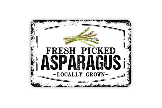 Fresh Picked Asparagus Locally Grown Sign - Farm Fresh Vegetables Farmers Market Metal Sign Wall Art Indoor Or Outdoor