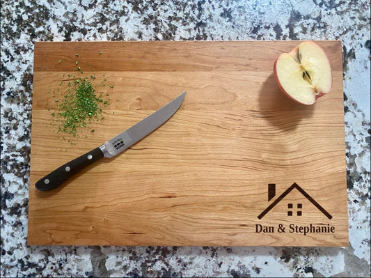 New House Gift Cutting Board |  Rooftop Home Charcuterie Board | Custom Serving Tray | Personalized Housewarming Gift | Wedding Anniversary