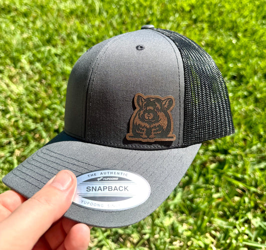Chinchilla  Trucker Hat – Engraved Snapback Cap, Cute Animal Hat, Pet Lover Gift, Small Rodent Patch Hat
