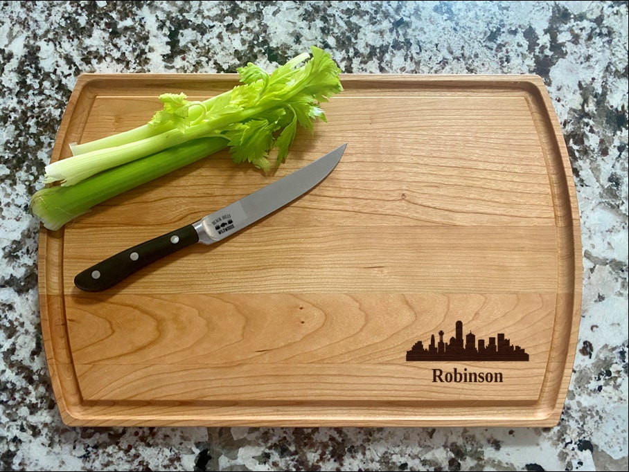 Dallas Cutting Board |  Dallas Skyline Charcuterie Board | Custom Serving Tray | Personalized Cityscape Gift | Texas State Gift