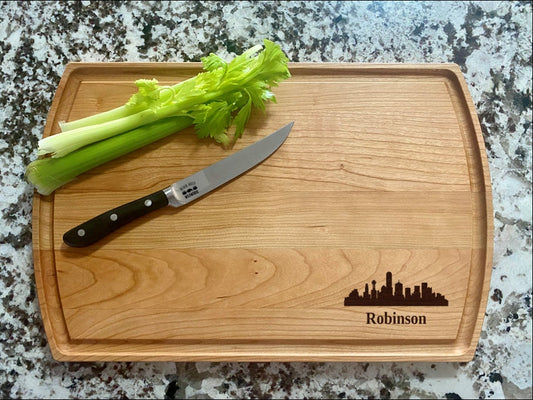 Dallas Cutting Board |  Dallas Skyline Charcuterie Board | Custom Serving Tray | Personalized Cityscape Gift | Texas State Gift