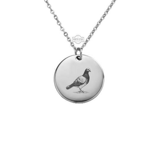 Pigeon Necklace – Gold or Silver Bird Charm – Personalized Urban Wildlife Gift – Funny or Cute Jewelry – Keychain Available
