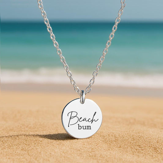 Beach Bum Necklace – Gold or Silver Ocean Charm – Personalized Gift for Beach Lovers – Coastal Jewelry – Keychain Option Available