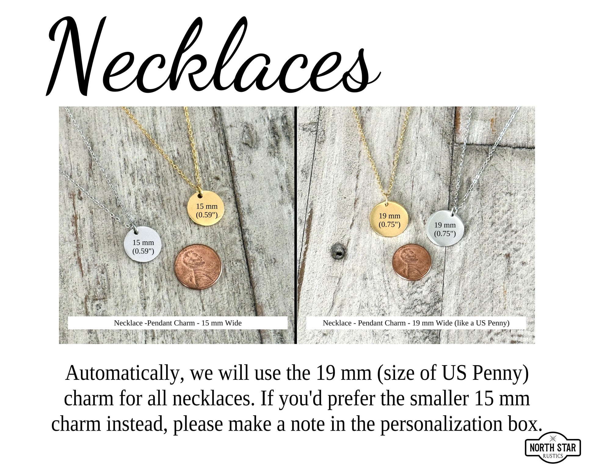 two different necklaces with words on them