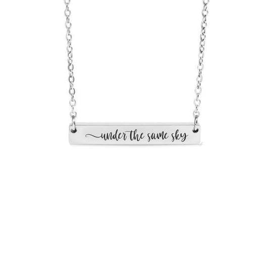 Under the Same Sky Bar Necklace or Keychain – Long Distance or Memorial Gift – Sentimental Jewelry for Loved Ones Apart